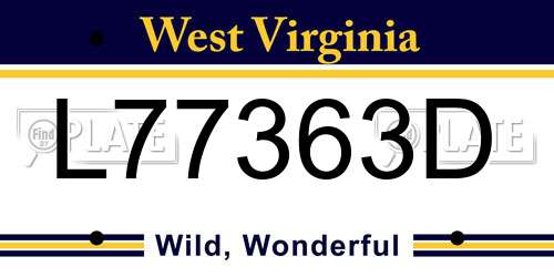 L77363D West Virginia License Plate