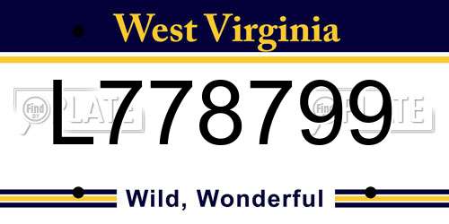 L778799 West Virginia License Plate