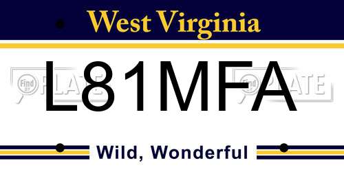 L81MFA West Virginia License Plate
