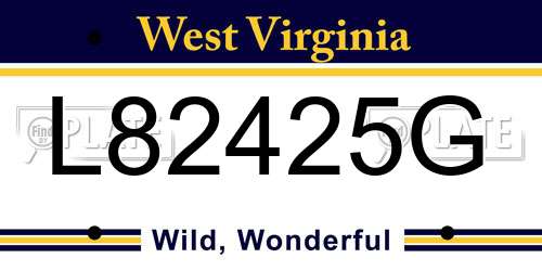 L82425G West Virginia License Plate