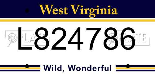 L824786 West Virginia License Plate