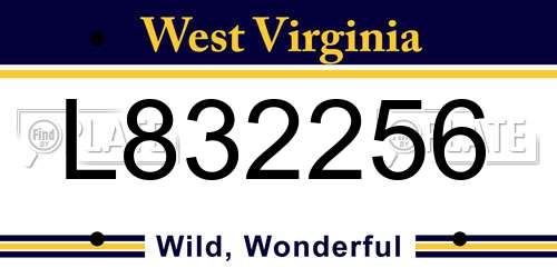 L832256 West Virginia License Plate