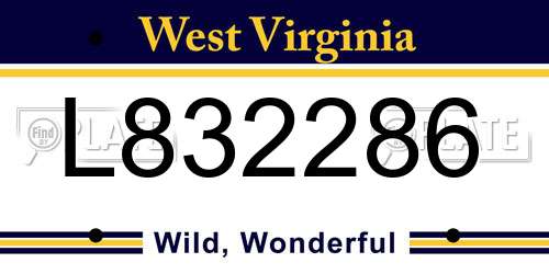 L832286 West Virginia License Plate