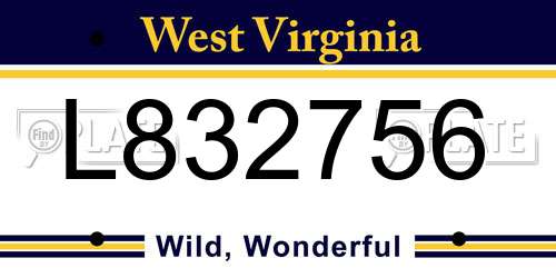L832756 West Virginia License Plate