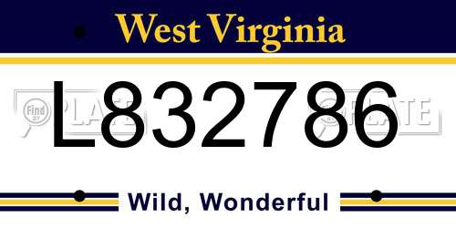 L832786 West Virginia License Plate