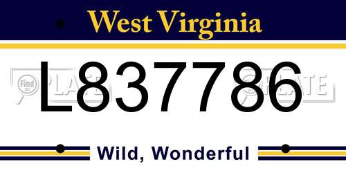 L837786 West Virginia License Plate