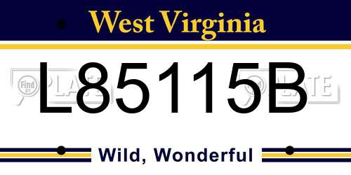 L85115B West Virginia License Plate