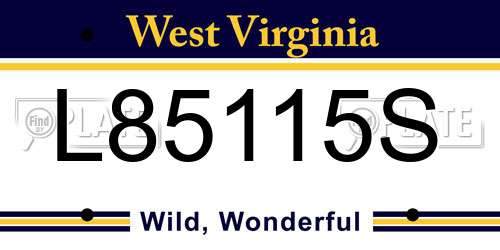L85115S West Virginia License Plate