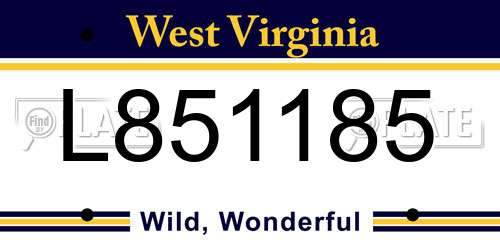 L851185 West Virginia License Plate