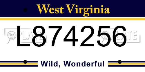 L874256 West Virginia License Plate