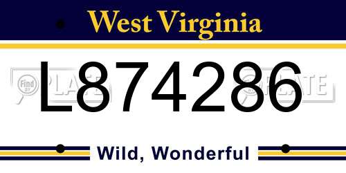 L874286 West Virginia License Plate