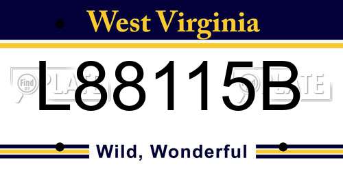 L88115B West Virginia License Plate