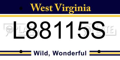 L88115S West Virginia License Plate