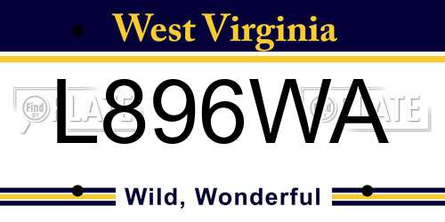 L896WA West Virginia License Plate