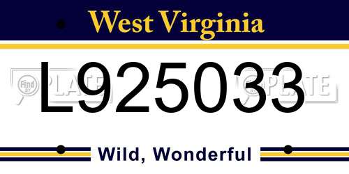 L925033 West Virginia License Plate