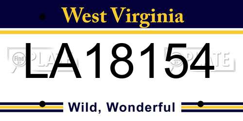 LA18154 West Virginia License Plate