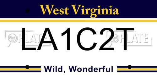 LA1C2T West Virginia License Plate