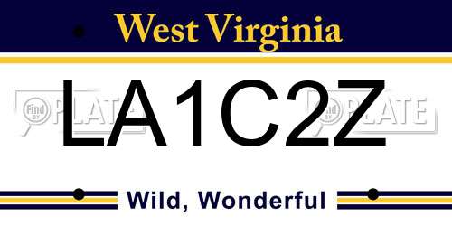 LA1C2Z West Virginia License Plate