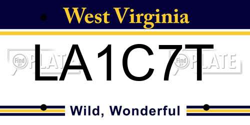 LA1C7T West Virginia License Plate