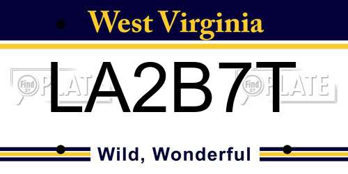 LA2B7T West Virginia License Plate