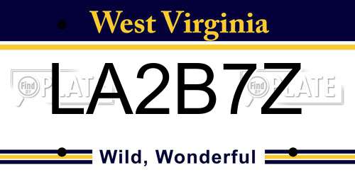 LA2B7Z West Virginia License Plate
