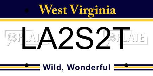 LA2S2T West Virginia License Plate