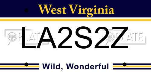 LA2S2Z West Virginia License Plate