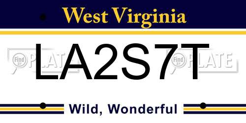 LA2S7T West Virginia License Plate