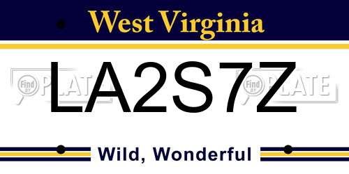 LA2S7Z West Virginia License Plate
