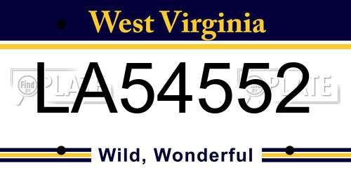 LA54552 West Virginia License Plate