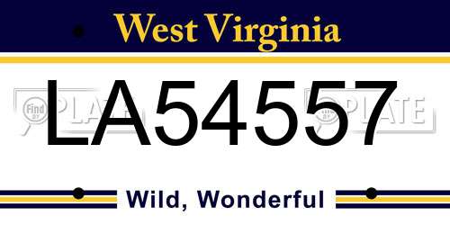 LA54557 West Virginia License Plate
