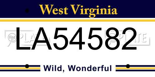 LA54582 West Virginia License Plate