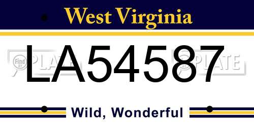 LA54587 West Virginia License Plate