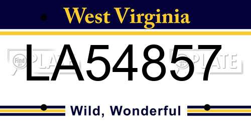 LA54857 West Virginia License Plate