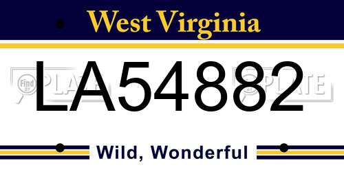 LA54882 West Virginia License Plate