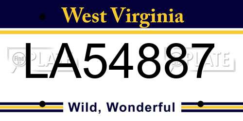 LA54887 West Virginia License Plate