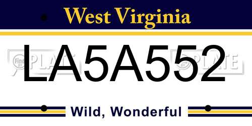 LA5A552 West Virginia License Plate
