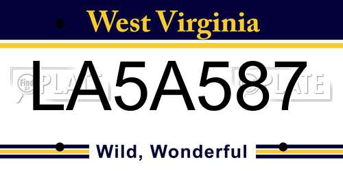 LA5A587 West Virginia License Plate
