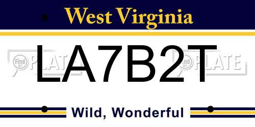 LA7B2T West Virginia License Plate