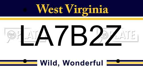 LA7B2Z West Virginia License Plate