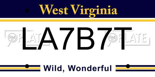 LA7B7T West Virginia License Plate