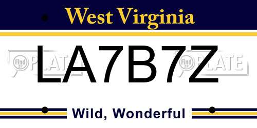 LA7B7Z West Virginia License Plate