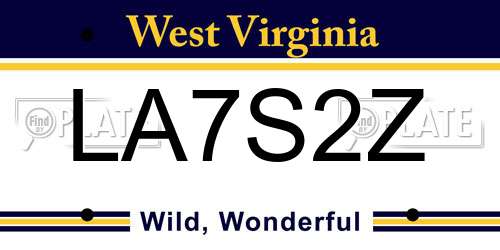 LA7S2Z West Virginia License Plate