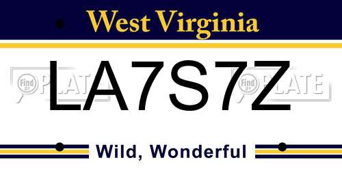 LA7S7Z West Virginia License Plate