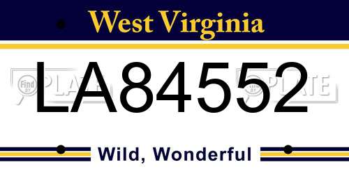 LA84552 West Virginia License Plate