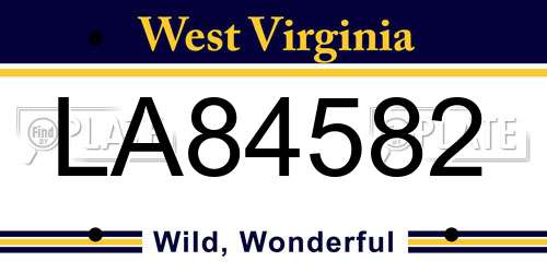 LA84582 West Virginia License Plate