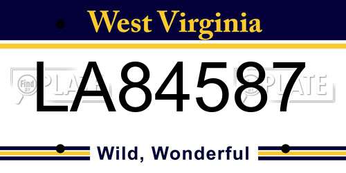 LA84587 West Virginia License Plate