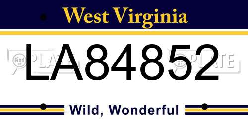 LA84852 West Virginia License Plate