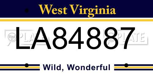 LA84887 West Virginia License Plate