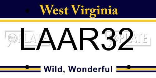 LAAR32 West Virginia License Plate